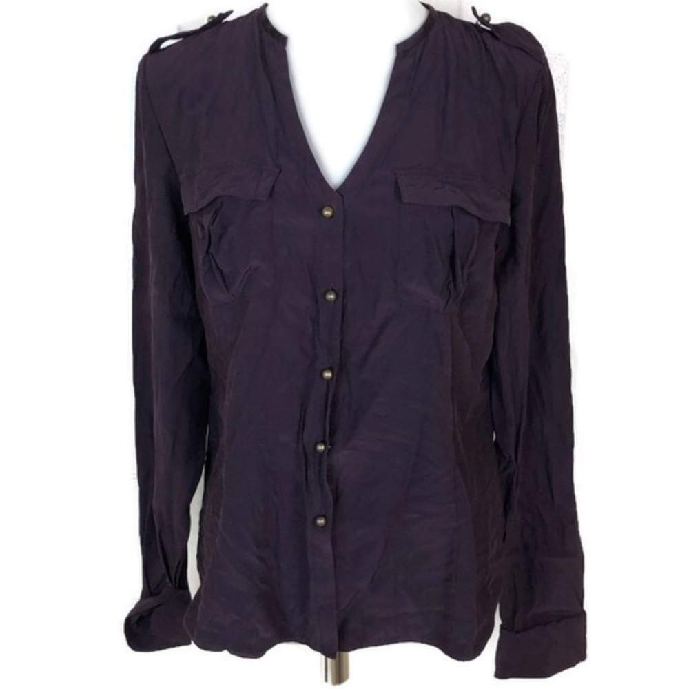 Lafayette 148 New York 100% Silk Purple Plum Top Size 10